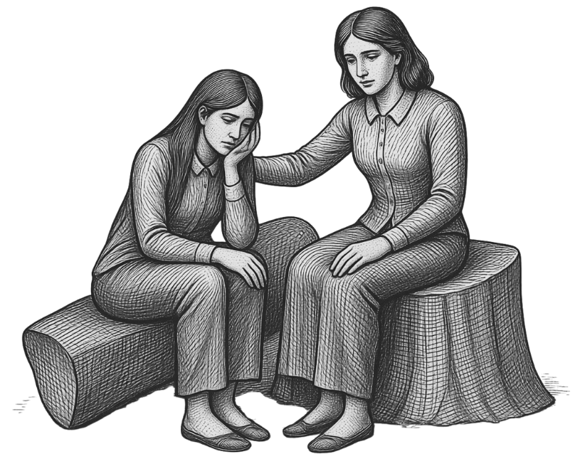 Ladies comforting each other